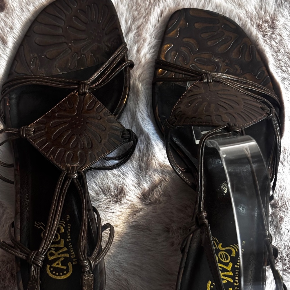 Carlos By Carlos Santana Brown Strappy Sandals 8 1/2 - Picture 5 of 8